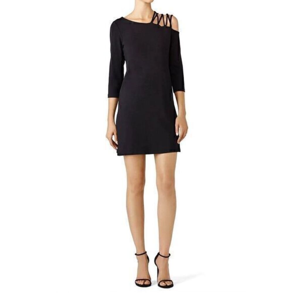Susana Monaco Rosie Dress One shoulder neckline lace-up straps Mini S Plum